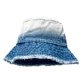 thumbnail image 1 of Audhol Hats for Women Japanese Retro Cowboy Fisherman Hat Female Summer Big Head Around The Bucket Basin Hat To Make Old Sunblock and Sunblock Face Small Hat Hat Blue3 One Size, 1 of 4