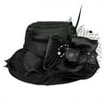 thumbnail image 1 of Audhol Hats for Women Church Dress Hat for Women Black Fascinators Bridal Tea Party Wedding Hat Wide Brim Hat Black A, 1 of 5