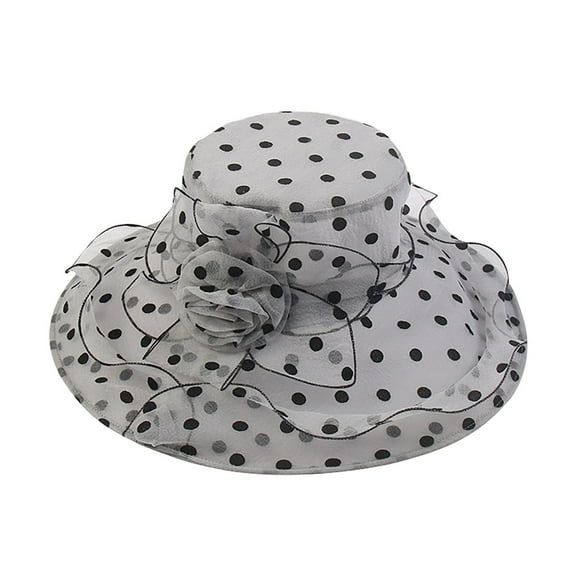 Audhol Hats for Women Church Dress Hat for Women Black Fascinators Bridal Tea Party Wedding Hat Wide Brim Hat Grey M
