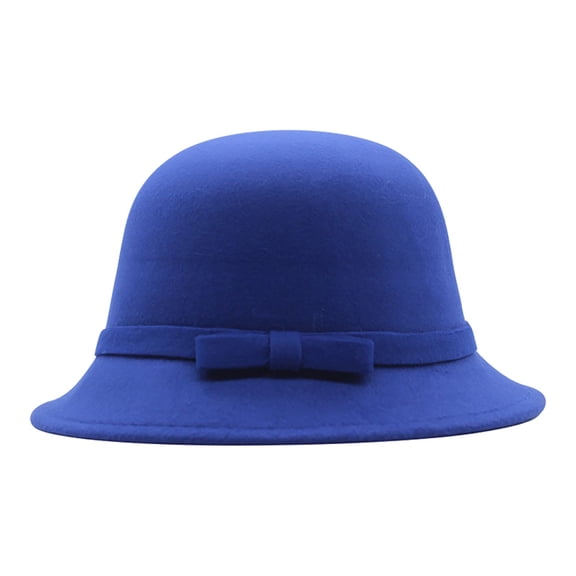 Audhol Hats for Women Womens 1920S Bucket Cloche Hat Winter Faux Wool Crushable Bowler Hat Vintage Cloche Round Hat Hat Blue One Size