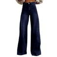 thumbnail image 1 of Audhol High Waisted Jeans for Women High Waist Pull on Baggy Jeans for Women Wide Leg Jeans Woman Streetwear Denim Pant Jeans for Women Navy M, 1 of 4