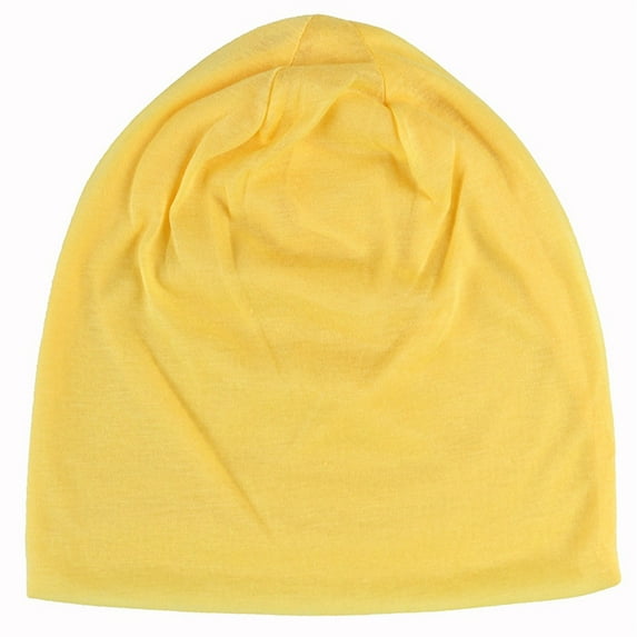 Audhol Hijab Cap Men Soild india Stretch Drawstring Hat Wool Knitting Hair Loss Head Scarf Wrap Hats for Men Yellow One Size