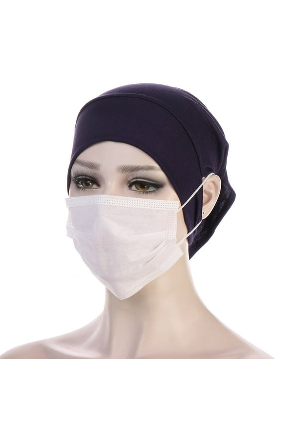 Hijab Scarf for Women Muslim Hijab Undercap with Ear Hole Underscarf inner Cap Jersey Hijabs Bonnet Caps Turban Under Cap with Ear Cut Outs for Headphones Hats Hats for Men Navy One Size