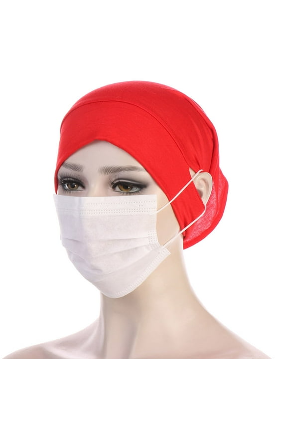 Hijab Scarf for Women Muslim Hijab Undercap with Ear Hole Underscarf inner Cap Jersey Hijabs Bonnet Caps Turban Under Cap with Ear Cut Outs for Headphones Hats Hats for Men Red One Size