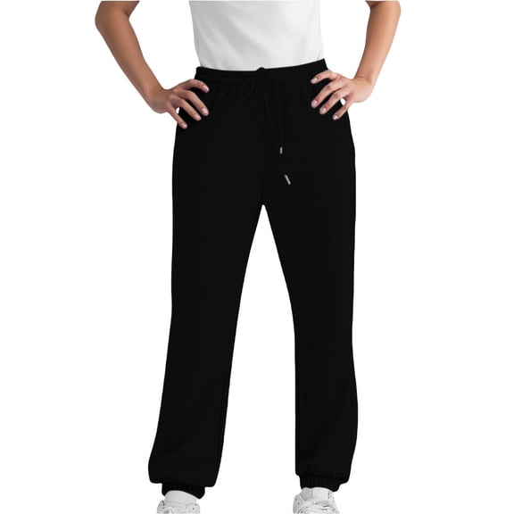 Audhol Joggers for Women, Women Fleece Baggy Sweatpants with Pockets Wide Straight Leg High Waist Joggers Pants Winter Clothes Womens Sweatpants Black S