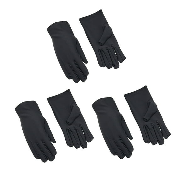 Audhol Knit Glove 3 Pairs Cotton Gloves Resuable Soft Works Glove or Moisturizing Dry Hands Jewelry Silver Archival Costume inspection Warm Touchscreen Gloves for Cold Weather Black One Size