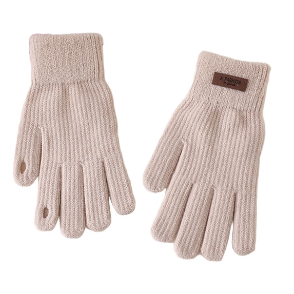 Audhol Knit Glove Gloves Women's Winter Padded Outdoor Cycling Car Cold Non Slip Screen Driving To Keep Warm Warm Touchscreen Gloves for Cold Weather Beige One Size