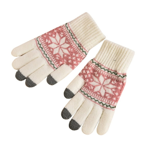 Audhol Knit Gloves Winter Gloves for Women Cold Weather,Warm Thermal Gloves for Running Warm Gloves for Women White One Size