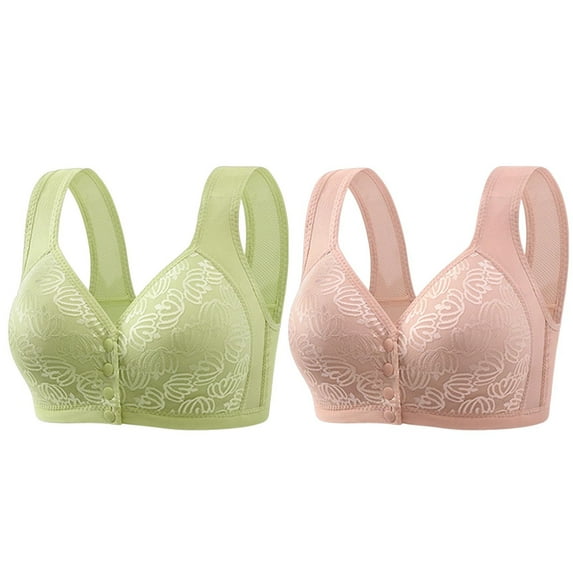 Audhol Lace Bralette 2 Pc Daisy Bras for Older Women Front Closure Bras Bra No Underwire Plus Size Front Button Bra Everyday Bra Front Closure Bras for Women Clear E