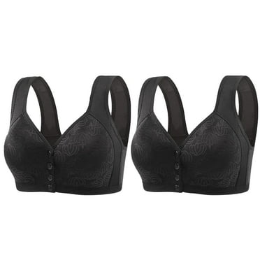 Audhol Lace Bralette 2 Pc Daisy Bras for Older Women Front Closure Bras Bra No Underwire Plus Size Front Button Bra Everyday Bra Front Closure Bras for Women Black D