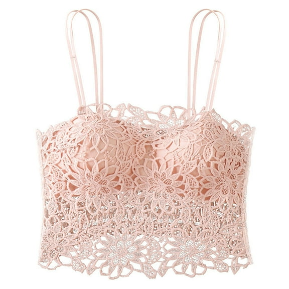 Audhol Lace Bralette High Support Bras for Women Adjustable Strap Full Coverage Up Bras Comfortable No Underwire Wireless Bras Racer Back Bra for Women Pink One Size