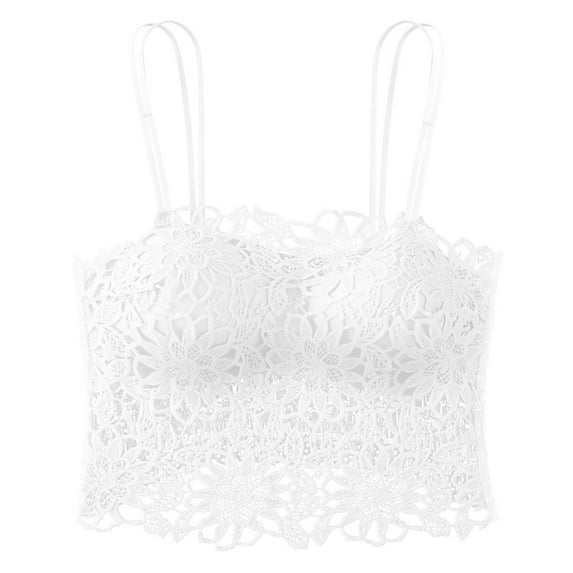Audhol Lace Bralette High Support Bras for Women Adjustable Strap Full Coverage Up Bras Comfortable No Underwire Wireless Bras Racer Back Bra for Women White One Size