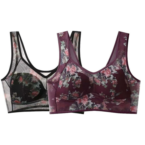 Audhol Lace Bralette Push Up Bra Purple XL