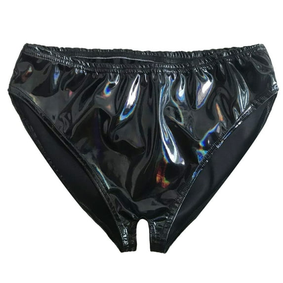 Audhol Latex Panties Open Paint Underwear Women Wrapped Hip Bright Waist Bright Appeal Small High Open Crotch Panties A 2XL