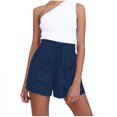 thumbnail image 1 of Audhol Linen Shorts for Women Shorts Summer Workout Pockets for Women High Shorts Waist Casual Pants Pants Womens Linen Shorts Blue M, 1 of 5