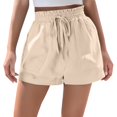 thumbnail image 1 of Audhol Linen Shorts for Women! Womens Casual Linen Shorts High Waisted Wide Leg Cute Summer Beach Shorts with Pockets Summer Shorts for Women Beige L, 1 of 5
