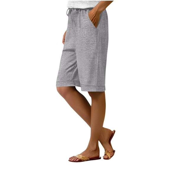 Audhol Sweat Shorts Women, Knee Length Sweat Shorts for Women Summer Cozy Loose Waist Running Short Pants Athletic Womens Athletic Shorts Grey 2XL