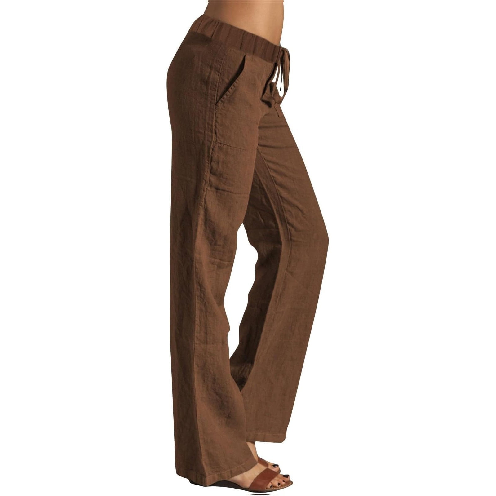 Women Summer Vintage Solid Loose Linen Pants main image 0