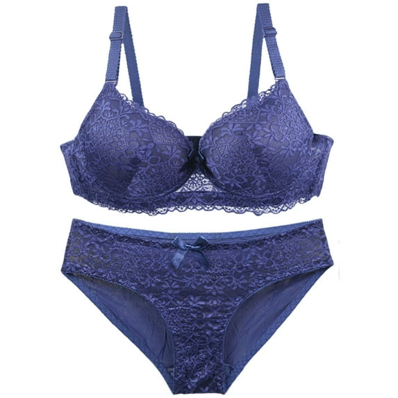 Audhol Matching Bra and Panty Sets! 2 Piece Underwear Set for Women Bras and Regular Fit Comfort Padded Bra and Panty Wireless Bralette Bra and Panty Sets for Women Blue 95B