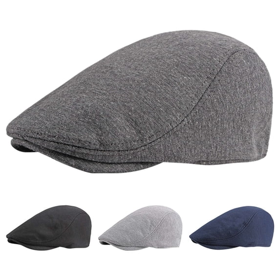 Audhol Men's Cotton Newsboy Hat, Soft Elastic Driver Cap, Classic Taxi Driver Hat for Spring Fall, Breathable Ivy Cap for Men Navy