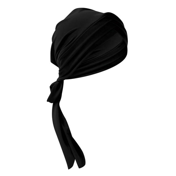 Audhol Muslim Hat Women's Eid Al Fitr Solid Color forehead Triple Long Tail Headband Muslim Headband Can Be Tied Behind Hat Hijab Scarf for Women Black One Size