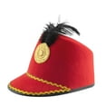 thumbnail image 1 of Audhol Nutcracker Hat Hat with Feather Hat Cos Honor Guard Hat Drum High Top Honor Cap Holiday Hat Red One Size, 1 of 3