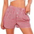 thumbnail image 1 of Audhol Plaid Shorts Women Women's Shorts Cute Soft Elastic Waist Plaid Print Front Pajama Bottoms Shorts Sleepwear Summer Shorts Red XL, 1 of 8