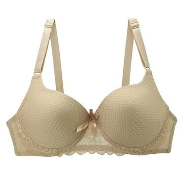 Audhol Plus Size Lace Bralette High Support Bras for Women Adjustable Strap Full Coverage Up Bras Comfortable No Underwire Wireless Bras Wireless Push Up Bra Beige 38D