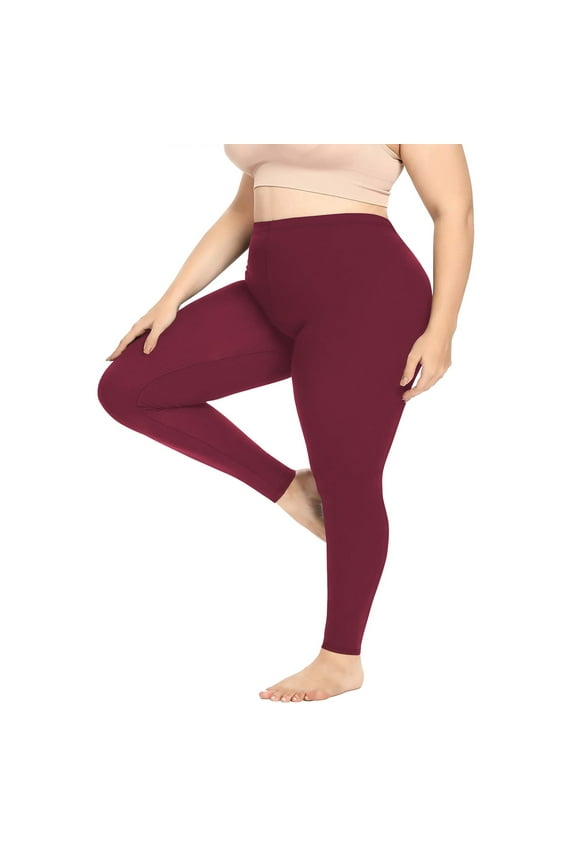 Plus Size Leggings for Women Stretch is Comfort Women's Cotton/Spandex Plus Size Leggings Compression Leggings for Women Red 4XL