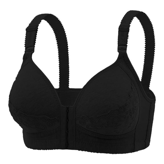 Audhol Push Up Bras for Women Thin Breathable Underwear for Women Showing Big Gathered Outward Expansion Anti Drooping Seamless No Bra Front Closure Bras for Women Black L