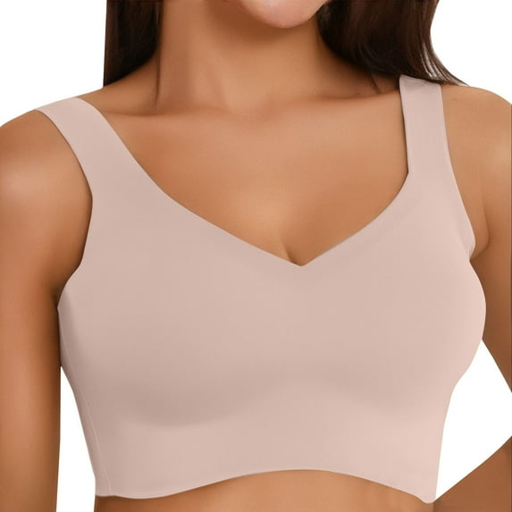 Audhol Running Sports Bras for Women, Ice Gather Large Size Running Vest Yoga Sports Underwear Women's Bra Running Sports Bra Beige M
