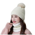 thumbnail image 1 of Audhol Scarf Hat Womens Earmuffs Add Flocking Thermal Cycling Warm Winter Hat Knitting Scarf Hat Face Scarf Mask for Women Beige One Size, 1 of 4