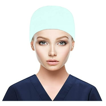 Audhol Scrub Caps Women Scrub Cap with Buttons Bouffant Hat with Sweatband for Womens and Mens Nurse Accessories for Work Light Green One Size