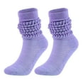 thumbnail image 1 of Crew Socks for Women, Audhol Medium High Tube Bubble Socks Fashionable and Versatile Socks Men and Women Socks of The Same Style Long Socks for Women Purple1 One Size, 1 of 4