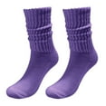 thumbnail image 1 of Audhol Scrunch Socks Socks Solid Color Crew Socks Colorful Lightweight Cotton Athletic Socks Calf Socks for Women Purple One Size, 1 of 6