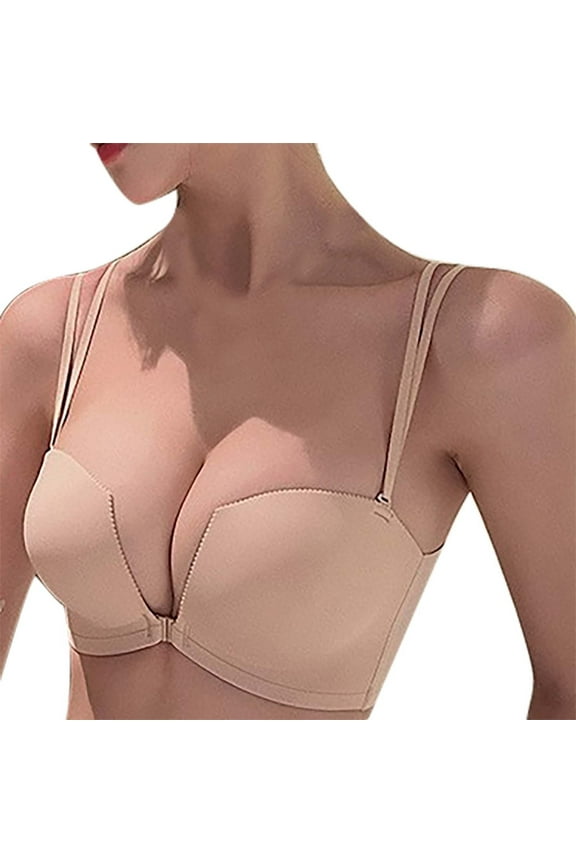 Seamless Bras for Women Full Coverage Front Close Lightly Lined Bra Bras for Women Push Up Bra Beige C