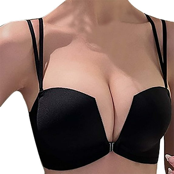 Audhol Seamless Bras for Women Full Coverage Front Close Lightly Lined Bra Bras for Women Push Up Bra Black C