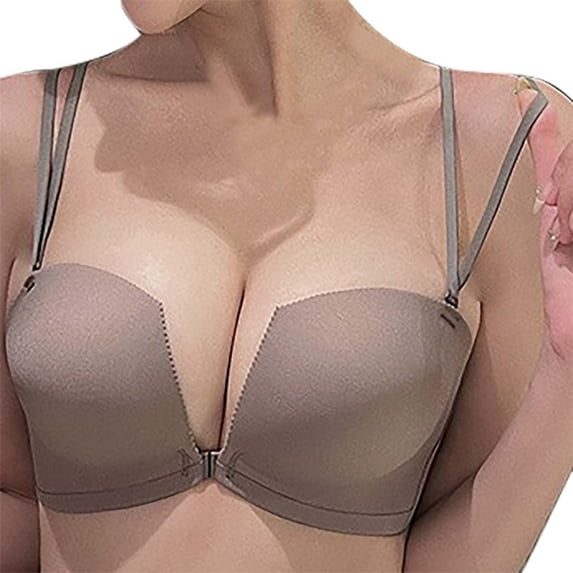 Audhol Seamless Bras for Women Full Coverage Front Close Lightly Lined Bra Bras for Women Push Up Bra Coffee A