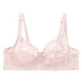 thumbnail image 1 of Audhol Sheer Bras for Women! Womens Underwire Bra Lace Floral Bra Unlined Unpadded Plus Size Full Coverage Bra Lace Bra Pink 34, 1 of 9