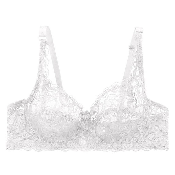 Audhol Sheer Bras for Women! Womens Underwire Bra Lace Floral Bra Unlined Unpadded Plus Size Full Coverage Bra Lace Bra White 36
