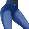 thumbnail image 1 of Audhol Skinny Jeans for Women Women Casual Fashion Faux Denim Jeans High Waist Button Stretch Leggings Stretchy Jeans for Women A 2XL, 1 of 7
