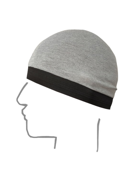 Skull Caps for Women Adult Headband Breathable Base Wig Cap Dome Cap Wide Edge Elastic Shaping Round Hat Summer Sweat Wicking Beanie Cap Hat for Women & Men Caps Beanies Women Grey One Size