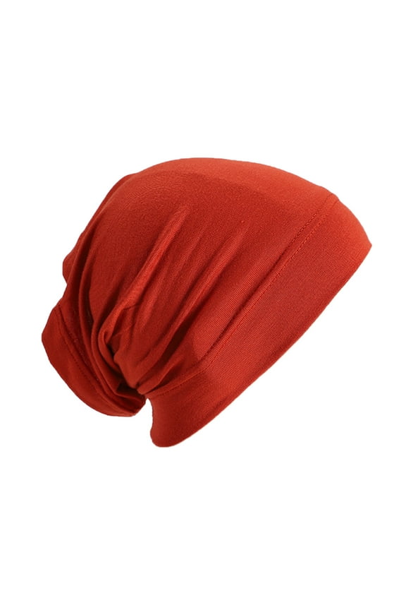 Slip Pre Tied Head Scarves Women Headwear Turban Caps Head Wrap Headscarf for Women Girls Cap orange
