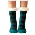 thumbnail image 1 of Audhol Socks for Women Women's Plaid Floor Socks Thicken Warm Sleeping Socks Slippers Socks Fuzzy Socks for Women Green One Size, 1 of 5