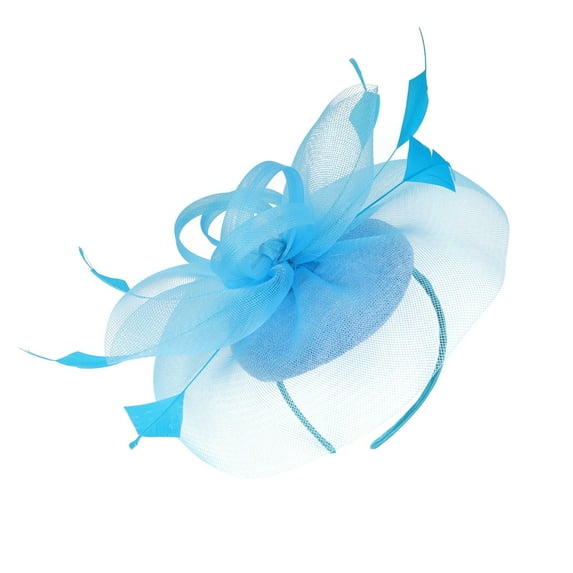 Audhol Soft Lace Veils 2023 Fascinator Hat Flower Feather Mesh Tea Party Hairband For Women Feather Hair Accessories Blue2 One Size