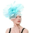 thumbnail image 1 of Audhol Soft Lace Veils Hats For Women Fascinators Womens Flower Hat For Tea Party Cocktail Ball Wedding Church Double Use Of Hair Clips And Hoops Feather Hair Accessories Blue One Size, 1 of 8