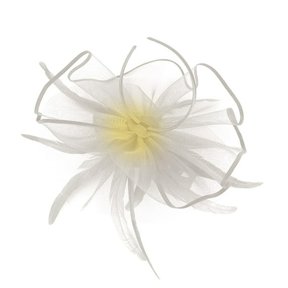 Audhol Soft Lace Veils Women Hat Headwear Church Feather Clip Fascinators Hat Wedding Party Cap For Feather Hair Accessories Beige One Size