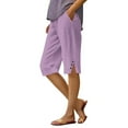 thumbnail image 1 of Audhol Soft Shorts Women, Women's Fashionable Casual Slit with Pocket Cotton and Linen Large Size Loose Shorts Linen Shorts for Woman White 3XL, 1 of 5