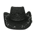 thumbnail image 1 of Audhol Straw Cowboy Hat, Fashion Men's Women's Straw Cowboy Hat Cowgirl Woven Sun Hat Western Cowboy Hat for Women and Men Cowboy Hats Black One Size, 1 of 2