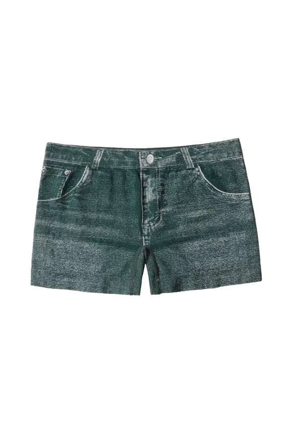 Stretchy Jean Shorts for Women, Faux Jeans Shorts for Women Summer Mid Stretchy Denim Shorts Butt Lifting Slimming Ripped Shorts for Women High Waisted Jean Shorts Women Green 2XL